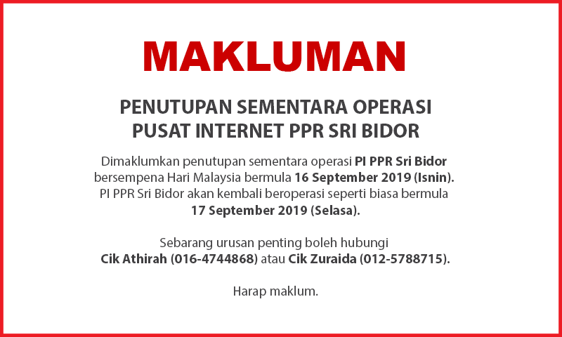 NOTIS PENUTUPAN PImalaysia